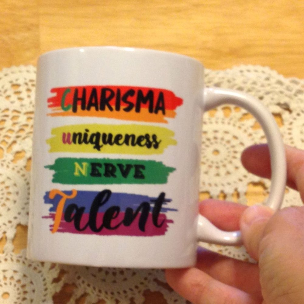 Colorful  coffee cup with hidden message